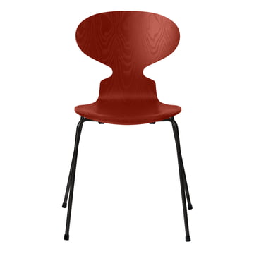 Ameise Stuhl von Fritz Hansen in Esche venetian red gefärbt / Gestell schwarz