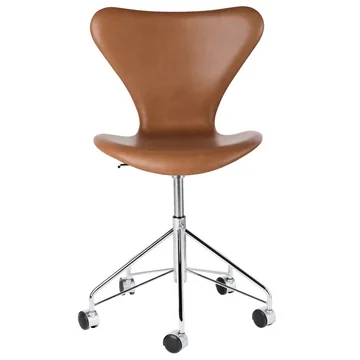 Serie 7 Bürostuhl von Fritz Hansen in Chrom / Leder Grace Walnuss