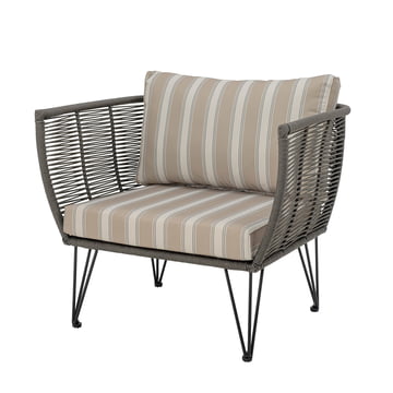 Mundo Lounge Chair mit Kissen von Bloomingville in grün / weiß beige gestreift