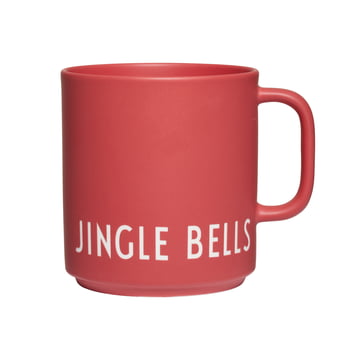 Der AJ Favourite Porzellan Becher von Design Letters in Jingle Bells / rot