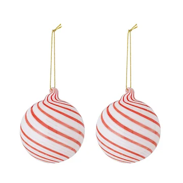 Bloomingville - Zwirl Weihnachtsbaumkugeln, Ø 8 cm, rot (2er-Set)