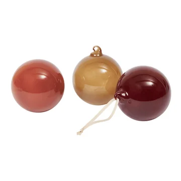 Ferm Living - Glass Baubles Weihnachtskugel, L, rosarot opak (3er Set)
