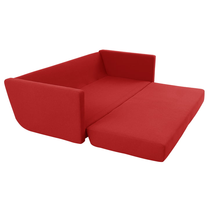 Softline - Lounge 3-er Schlafsofa, rot - Armlehnen, ausgeklappt