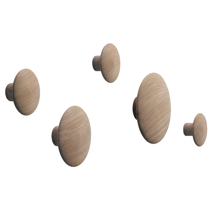 Wandhaken "The Dots" 5er Set von Muuto in Eiche natur