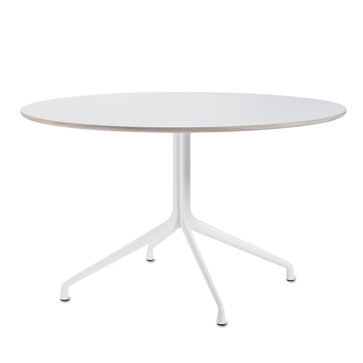 Hay - About A Table AAT 20 Esstisch, 4-beinig, Ø128 cm, weiß/weiß (Kunststoffgleiter)