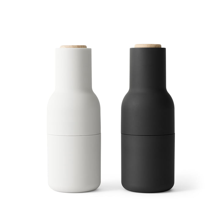 Bottle Salz- und Pfeffermühlen Set von Audo in Ash / Carbon (Holzdeckel)