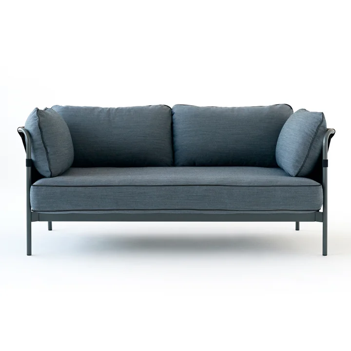  Can Sofa, 2-Sitzer in grau / Canvas schwarz / Canvas blau von HAY