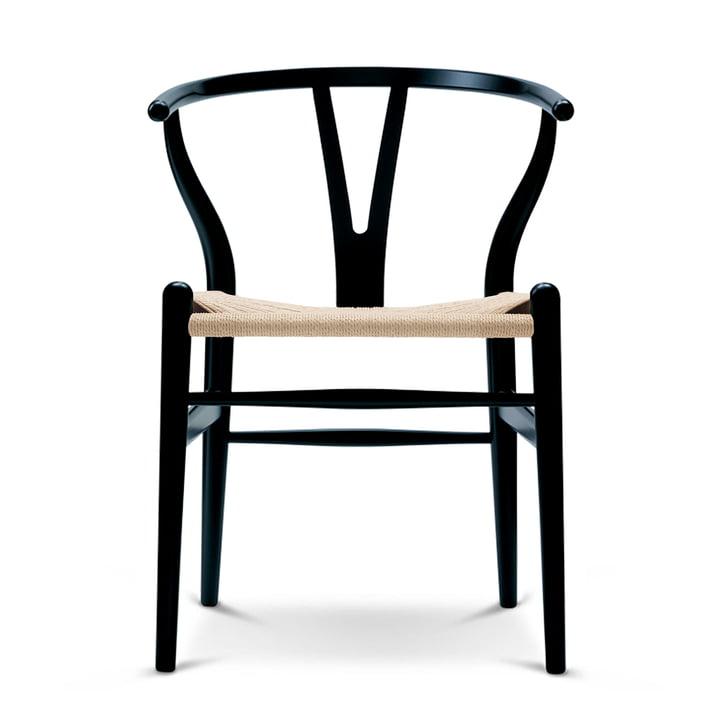 CH24 Wishbone Chair von Carl Hansen in Buche schwarz / Naturgeflecht
