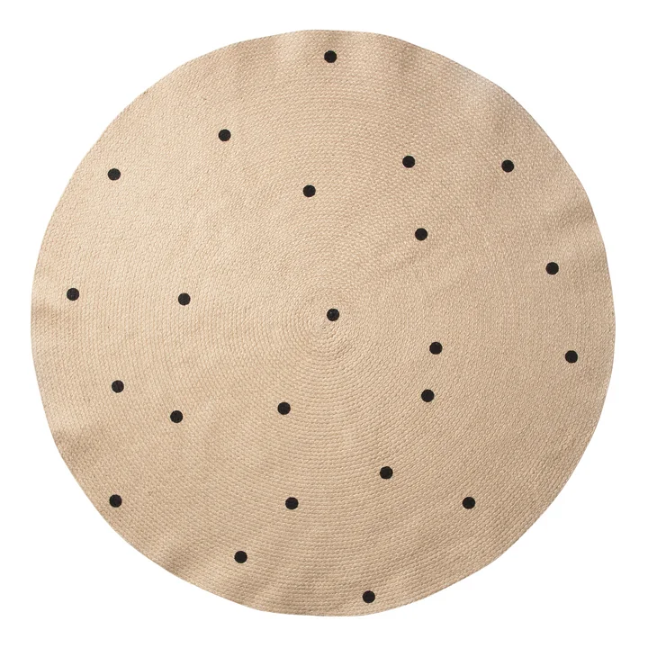 Black Dots Jute Carpet Ø 130 cm von Ferm Living