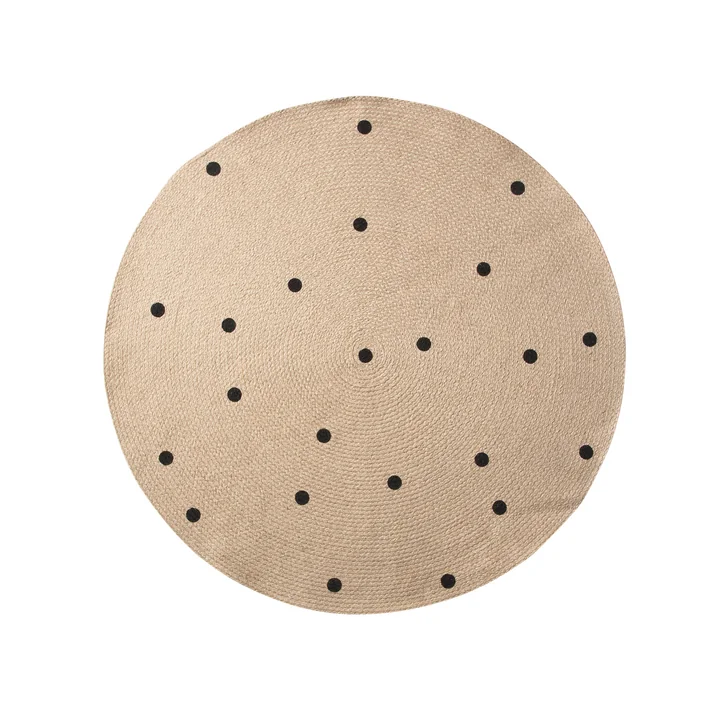 Black Dots Jute Carpet Ø 100 cm von Ferm Living