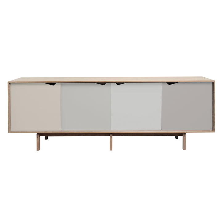 S1 Sideboard von Andersen Furniture in Eiche geseift (Türen Doeskin, Iron, Silver, Iron)