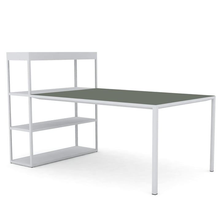 New Order Shelf with Table von Hay in Hellgrau / Linoleum Grün