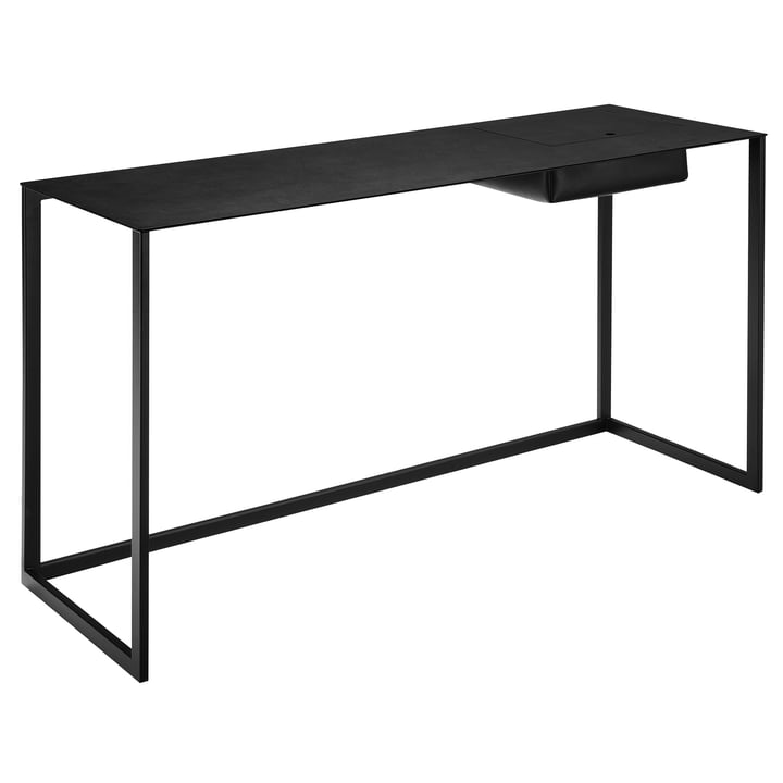Zanotta - Calamo Schreibtisch, Stahl schwarz / Leder schwarz
