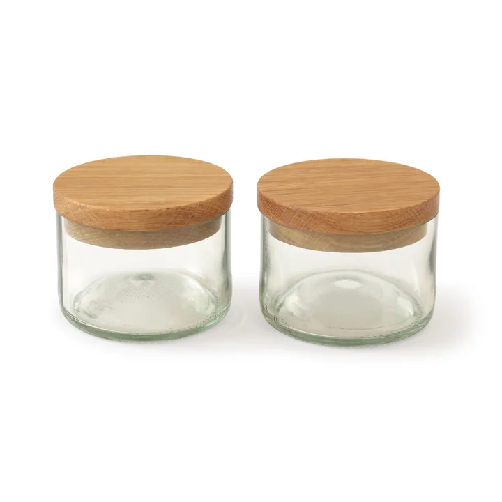 Salz & Kräuterdosen (2er-Set) von side by side aus Eiche / Glas