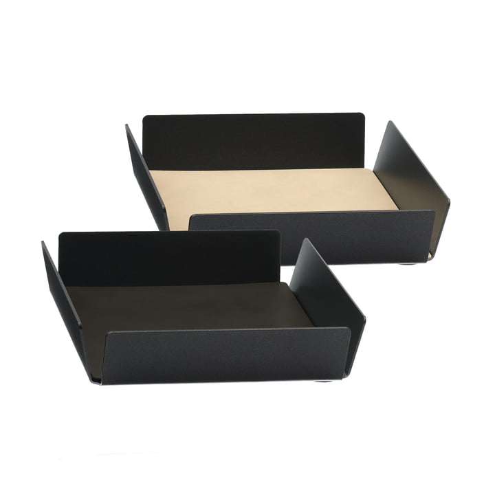 Tray Square Mini von LindDNA in Anthrazit und Double Cloud Braun / Nupo Sand