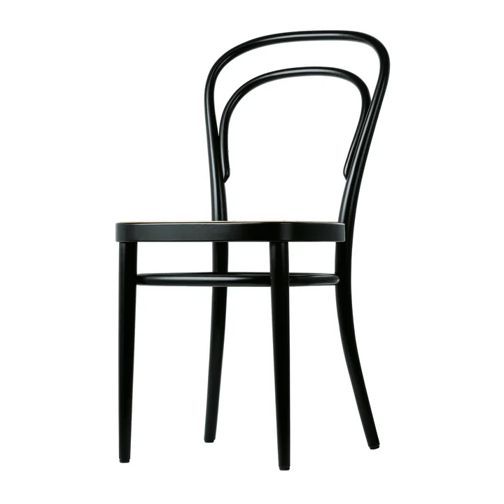 214 Bugholzstuhl mit Rohrgeflecht von Thonet in Buche schwarz gebeizt (TP 29)