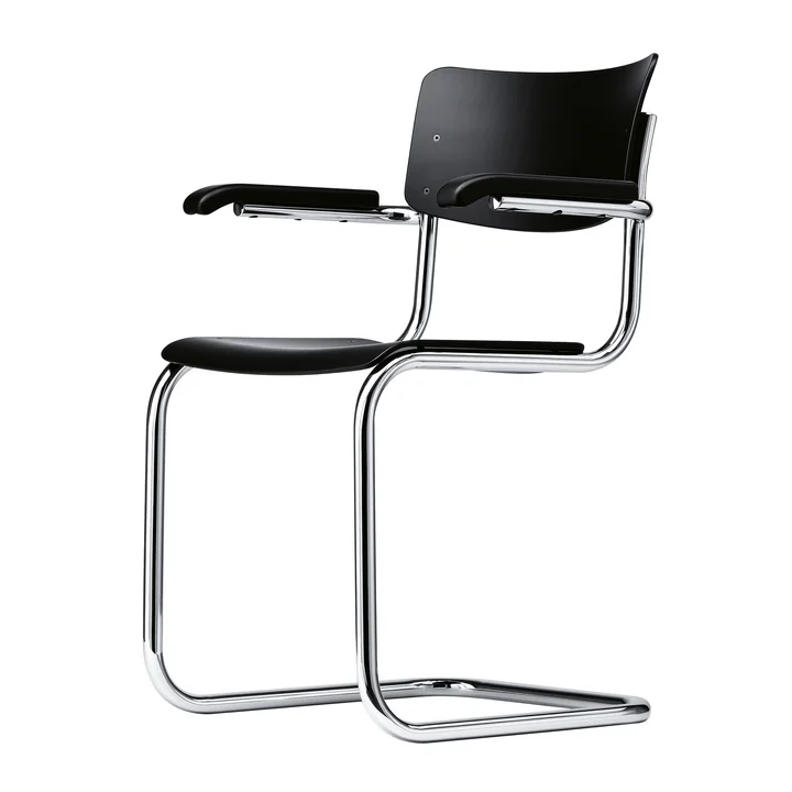 S 43 F Stuhl von Thonet aus Chrom / Buche schwarz gebeizt (TP 29)