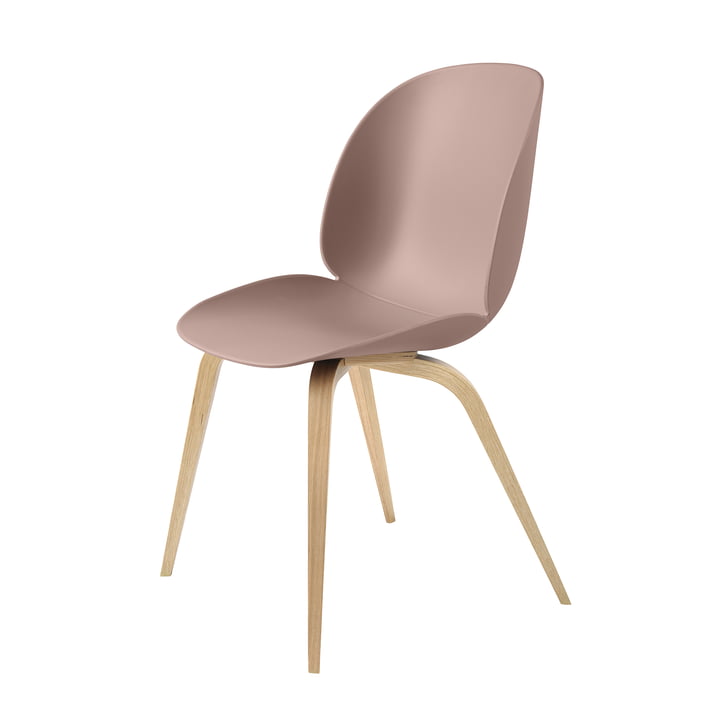 Beetle Dining Chair Wood Base von Gubi in Eiche / Sweet Pink