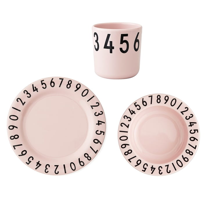 Melamingeschirr-Set The Numbers von Design Letters in Rosa