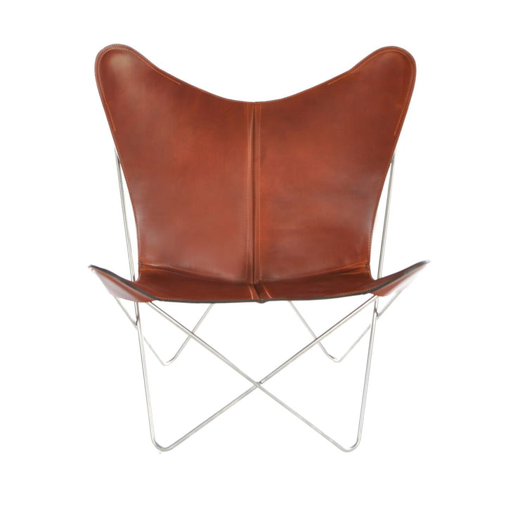 Ox Denmarq - Trifolium Chair, Edelstahl/ Leder cognac