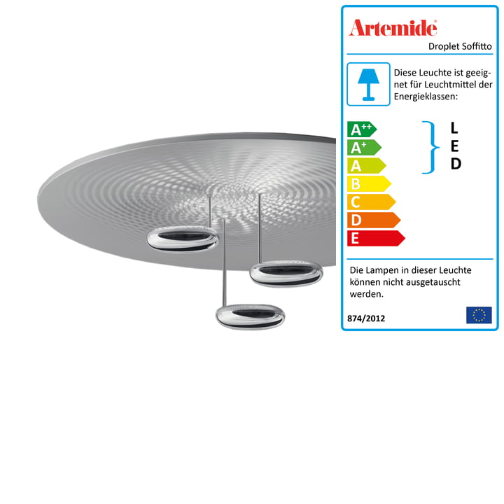 Artemide - Droplet Soffitto LED Deckenleuchte, Chrom / aluminiumgrau