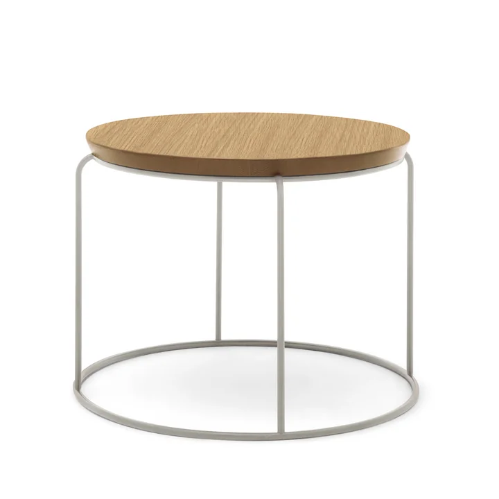 151 Couchtisch H 39 cm Ø 49 cm von freistil in Eiche natur / Telegrau (RAL 7074)