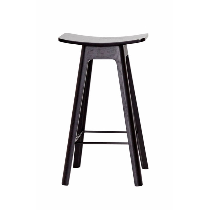 Der Andersen Furniture - HC1 Barhocker H 67 cm, Untergestell schwarz / Furniersitz schwarz / Fußstütze schwarz