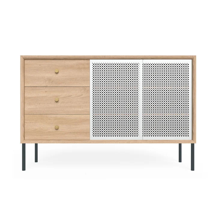 Gabin Sideboard hoch mit Schubladen von Hartô in Eiche / Lichtgrau (RAL 7035)