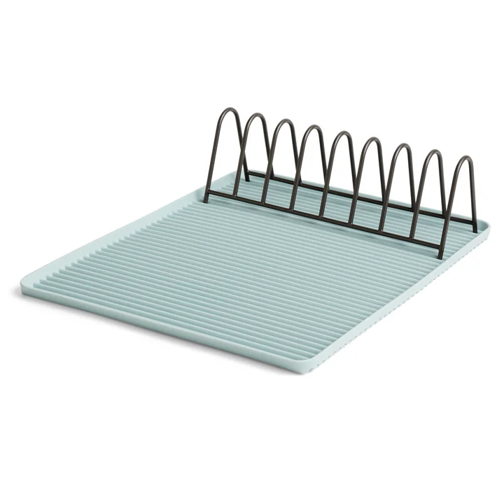 Das HAY - Dish Drainer Abtropftablett in hellblau mit Gestell in anthrazit