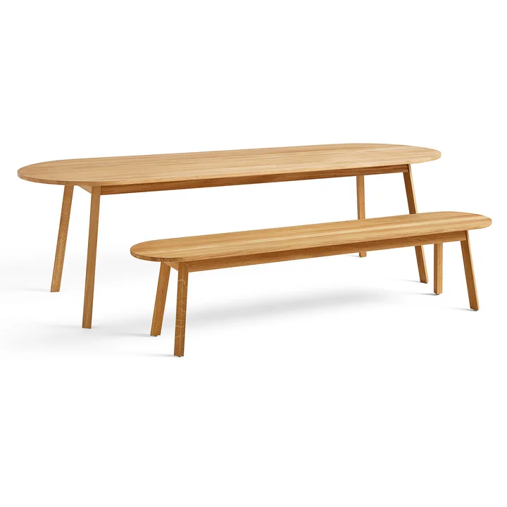 Triangle Leg Esstisch und Bank von HAY