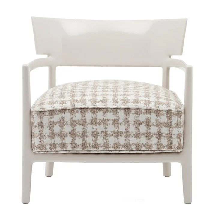 Der Kartell - Cara Sessel, Gestell elfenbein / Bezug weiß-beige