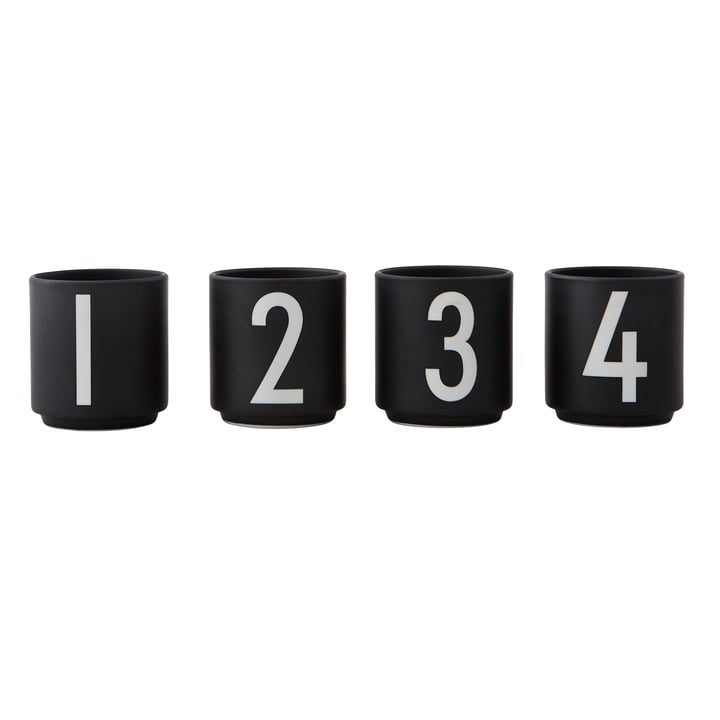 Porzellan Mini-Becher (4er-Set) von Design Letters in schwarz