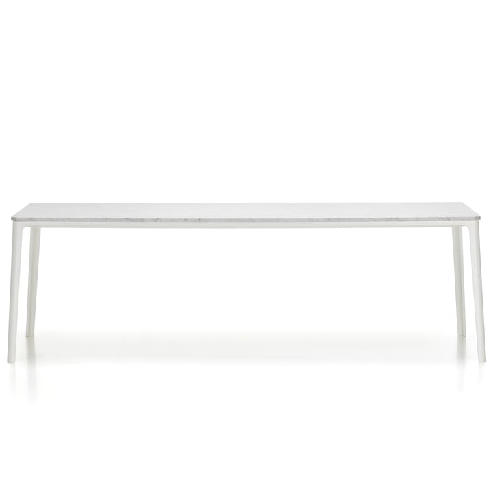 Plate Dining Table von Vitra - 220 x 100 cm, Tischplatte Carrara Marmor / Untergestell weiß