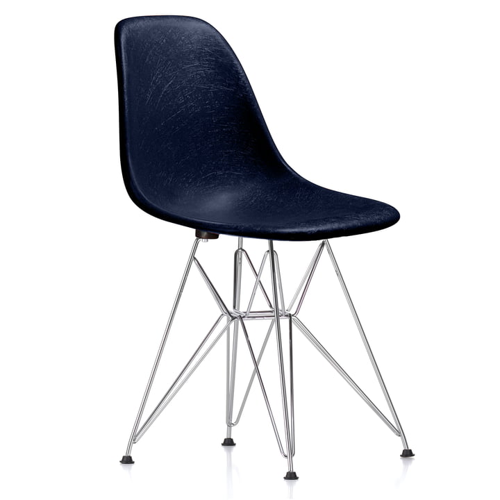 Eames Fiberglass Side Chair DSR von Vitra - verchromt / Eames navy blue