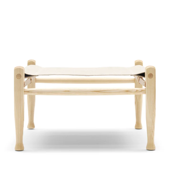 KK97170 Safari Hocker von Carl Hansen in Esche geölt / Leder Natur / Canvas Natur