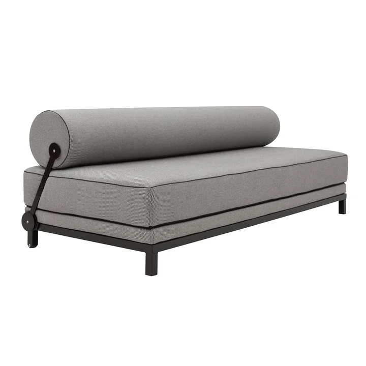 Sleep Daybed von Softline in schwarz / Keder schwarz / Bezug Cento schwarz / weiß (470)
