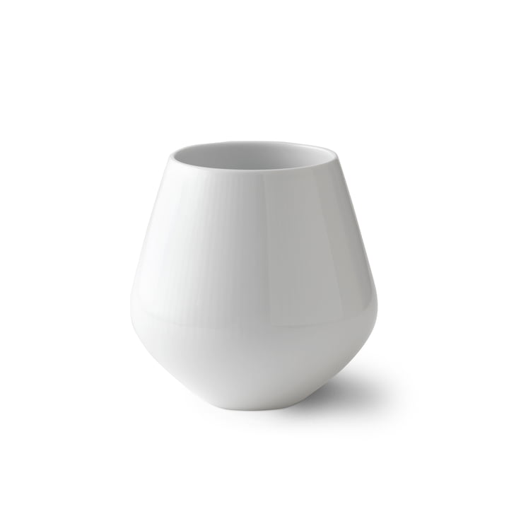 Weiß Gerippt Vase klein H 12 cm von Royal Copenhagen