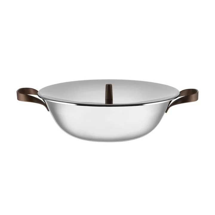 Edo Wok mit Deckel von Alessi aus Edelstahl