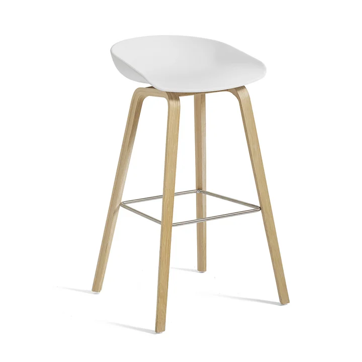 About A Stool AAS 32 H 75 cm von HAY in Eiche matt lackiert / Edelstahl / weiß