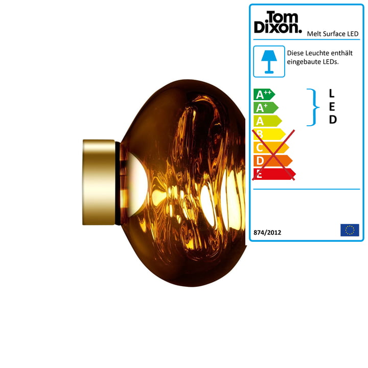 Melt Mini Surface LED-Deckenleuchte von Tom Dixon in Gold