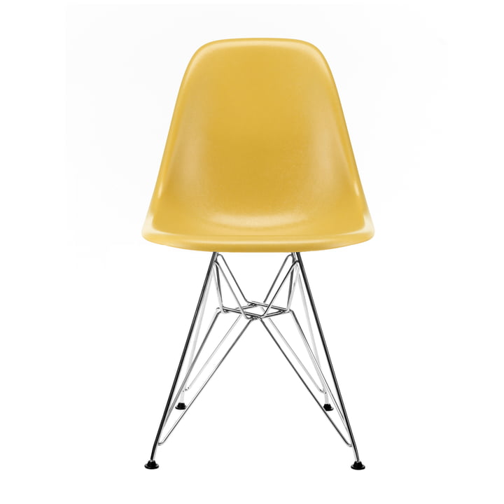 Eames Fiberglass Side Chair DSR von Vitra in verchromt / Eames ochre light