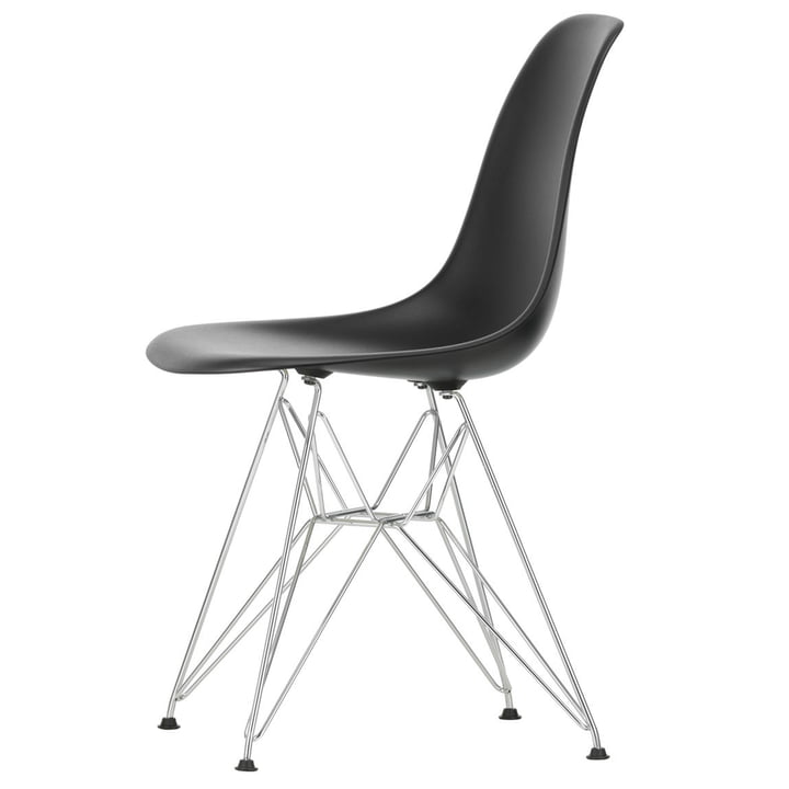 Eames Plastic Side Chair DSR von Vitra in verchromt / tiefschwarz