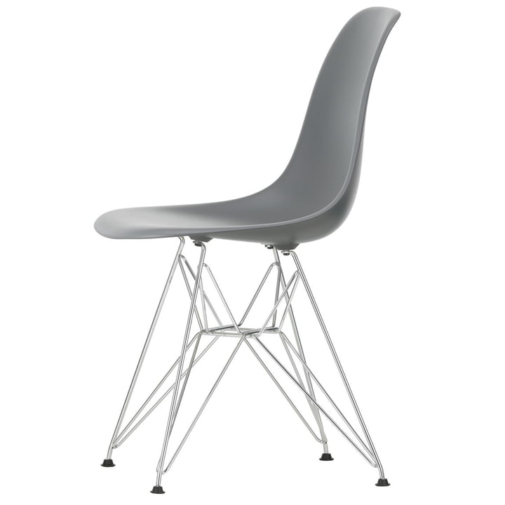 Eames Plastic Side Chair DSR von Vitra in verchromt / granitgrau