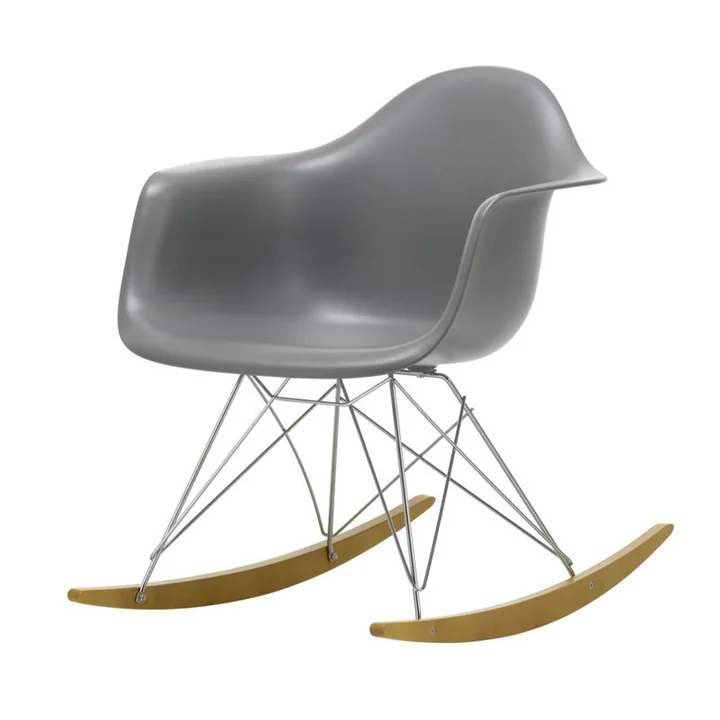 Eames Plastic Armchair RAR von Vitra in Ahorn gelblich / Chrom / granitgrau