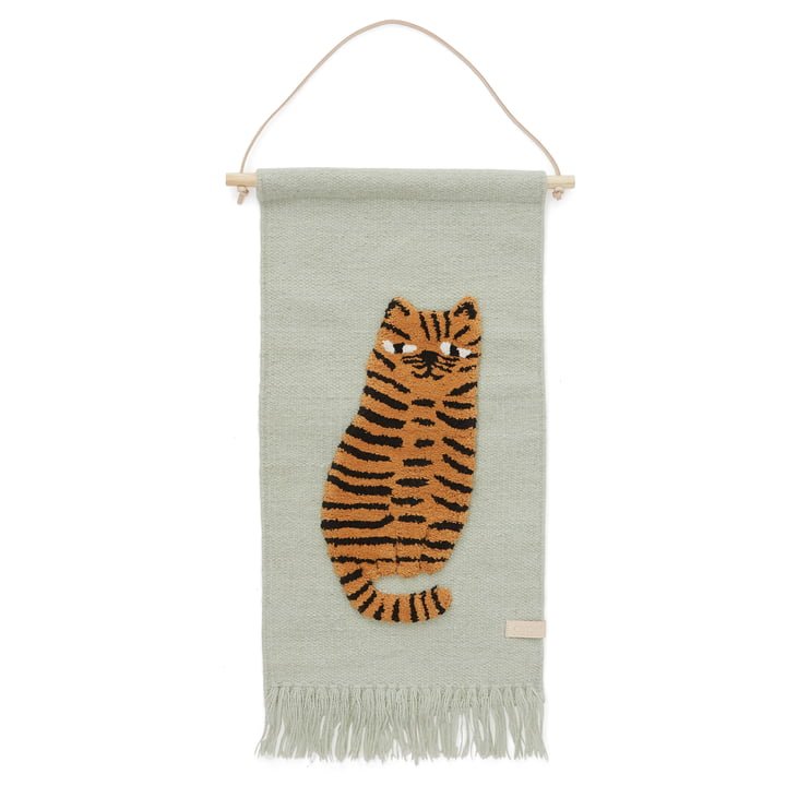 Kinder-Wandteppich mit Tiermotiv, Tiger / grün von OYOY