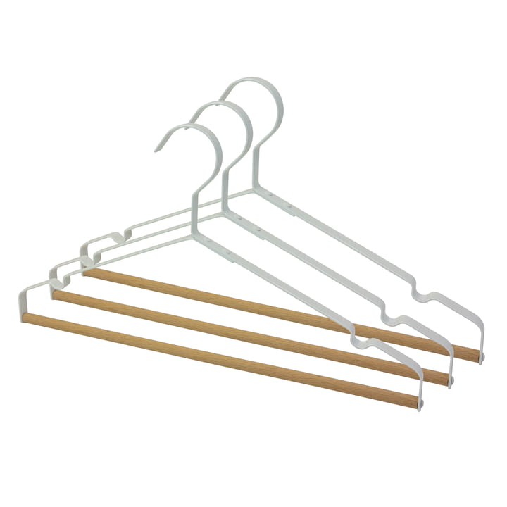 Collection - Metall-Kleiderbügel mit Holzsteg, weiß (3er-Set)