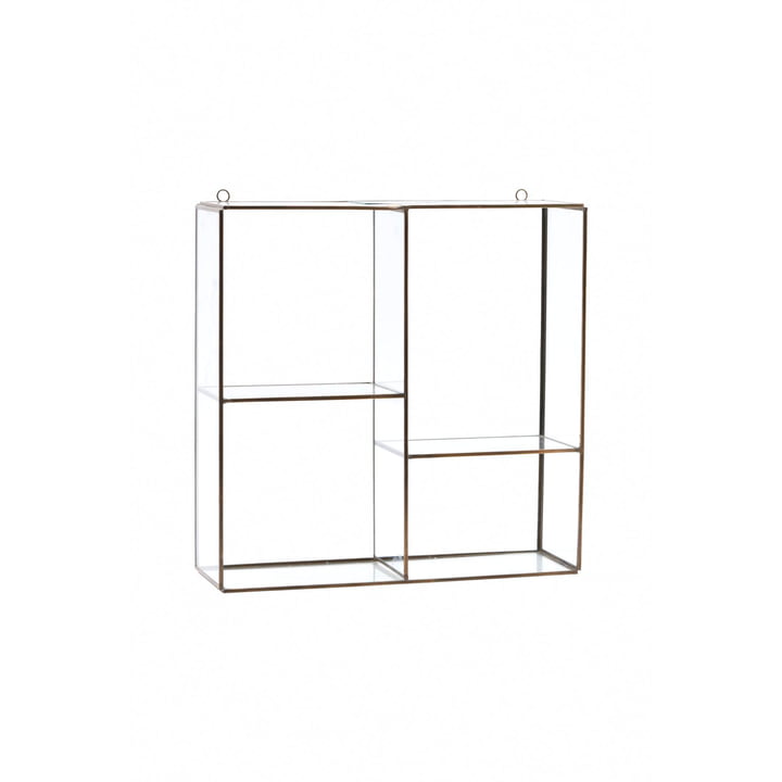 Keeper Wandregal / Vitrine H 33 cm von House Doctor in Messing / Glas