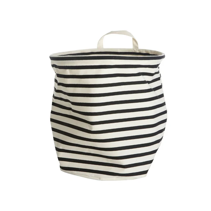 Aufbewahrungskorb Stripes Ø 30 x H 30 cm von House Doctor in schwarz / weiß