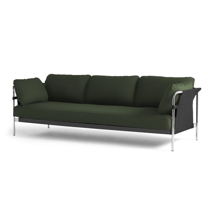 Can 2.0 Sofa 3-Sitzer von Hay in Chrom / Canvas schwarz / Steelcut 975 dunkelgrün