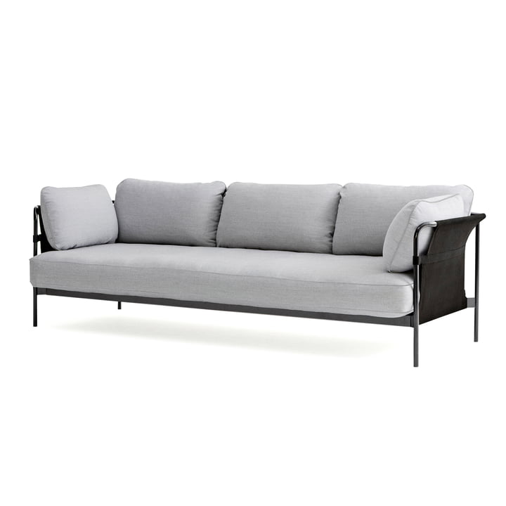 Can 2.0 Sofa 3-Sitzer von Hay in Chrom / Canvas grau / Surface 120 hellgrau